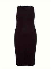 Women's Plus Solid Round Neck Tank Dress