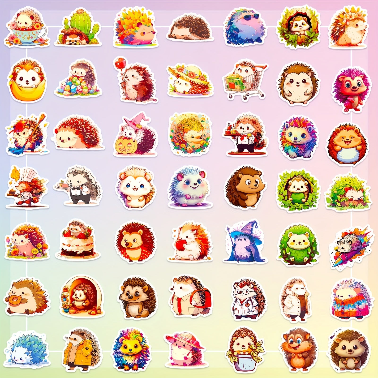 50 Hedgehog Stickers Vinyl Decals for Water Bottles Laptop Phone