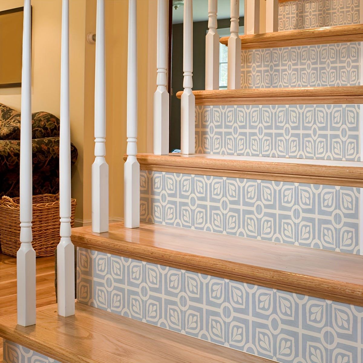 Nordic Style Adhesive Stair Stickers - Waterproof Tile Patterns
