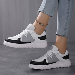 Women's Block Faux Leather Skate Shoes Lightweight Wear Resistant