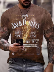 Letter And Feather Pattern Print Men's Short Sleeve T-shirt Graphic Tee