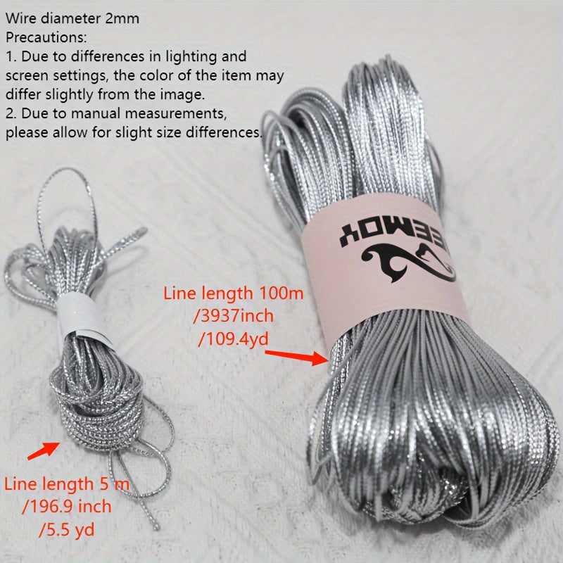 16 Strand 2mm High Silvery Wire Rope - Hollow Core for Bracelet Necklace