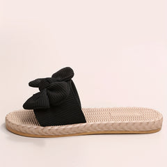Women's Bowknot Slide Sandals Open Toe Flat Shoes