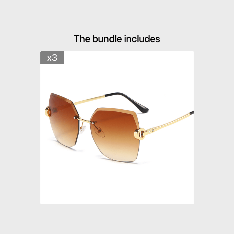 Rimless Sunglasses Women Metal Frame Tined Lens Oversize Frame