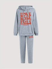 Letter Print Hoodie & Joggers Set