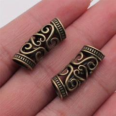 10pcs Silvery Large Hole Hollow Curved Tube Beads for DIY Bracelet Necklace