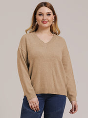 V Neck Knitwear Women's Long Sleeve Sweater