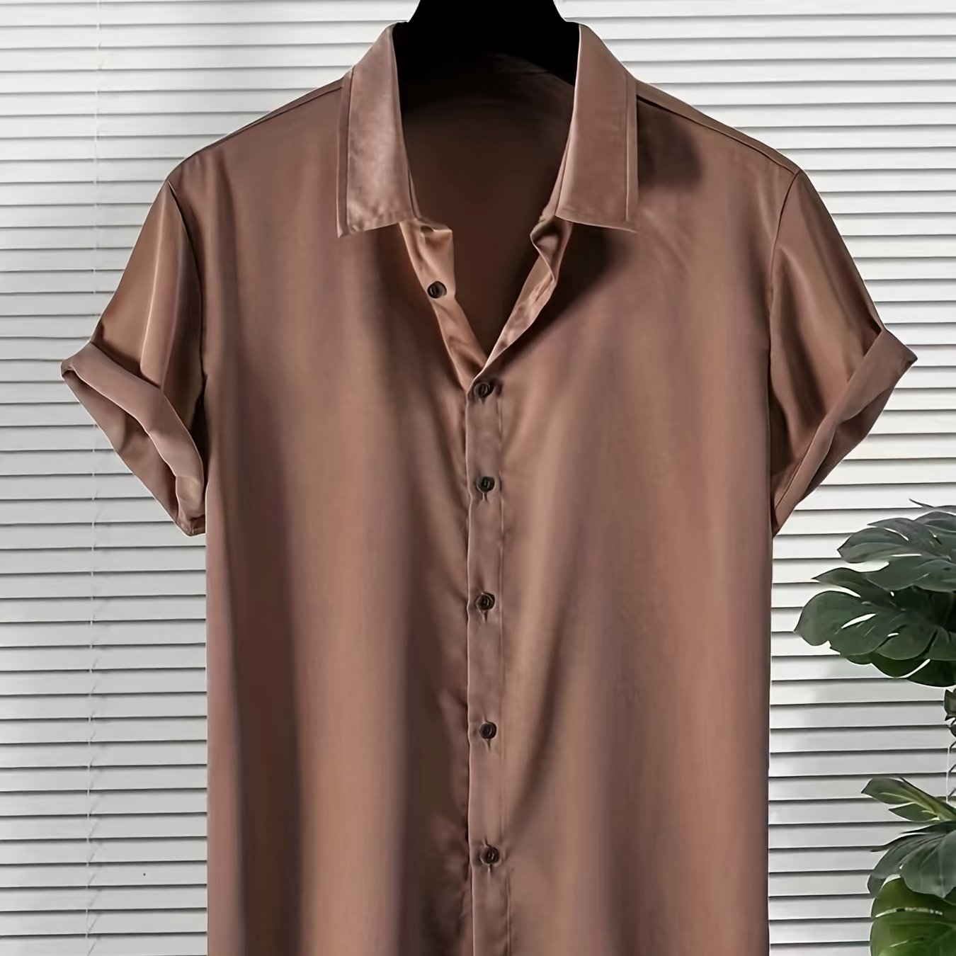 Solid Men's Short Sleeve Shirt for Summer Vacation