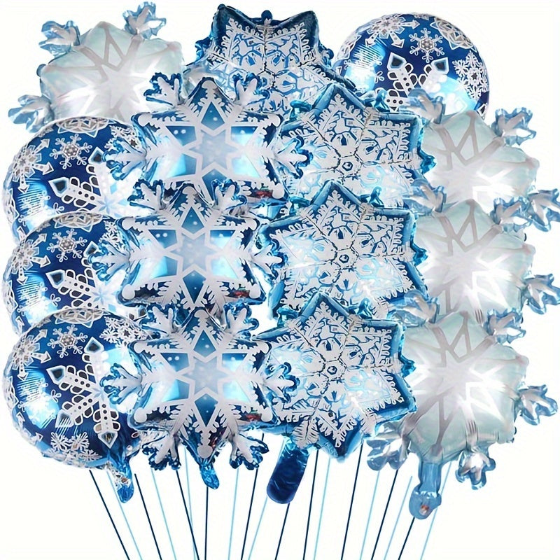 10pcs Large Snowflake Foil Balloons Christmas Snowflake Balloons