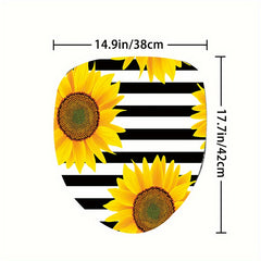 Sunflower Shower Curtain Set with 12 Hooks & Non-Slip Bathroom Rug