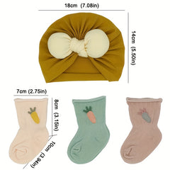 3 Pairs Baby Boneless Socks & Twisted Cap Boys Girls