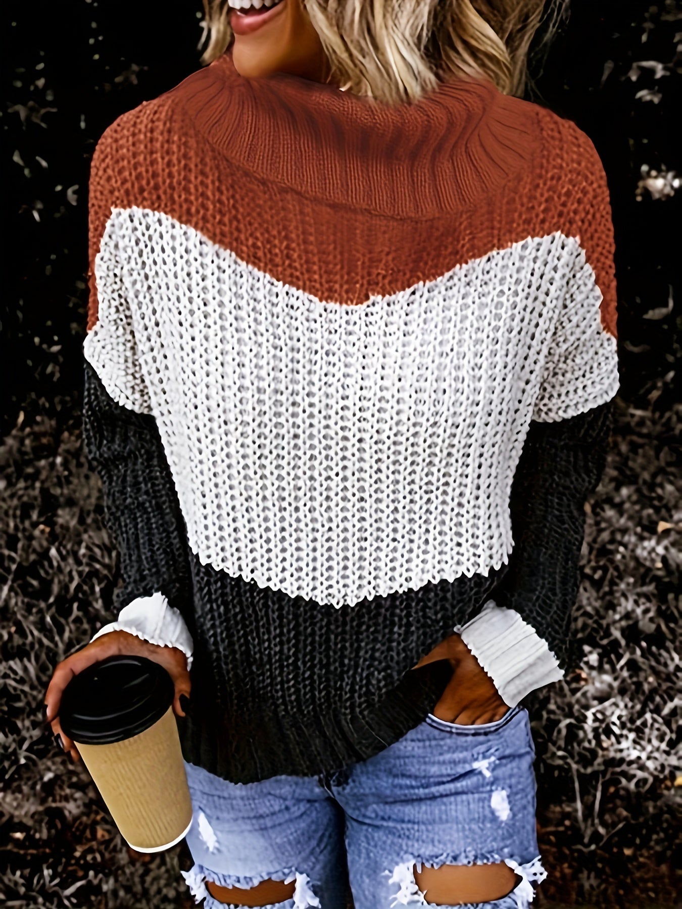 Colorblock Turtleneck Sweater