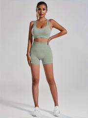 Yoga Set Sports Bra & High Waist Shorts Women's Activewear