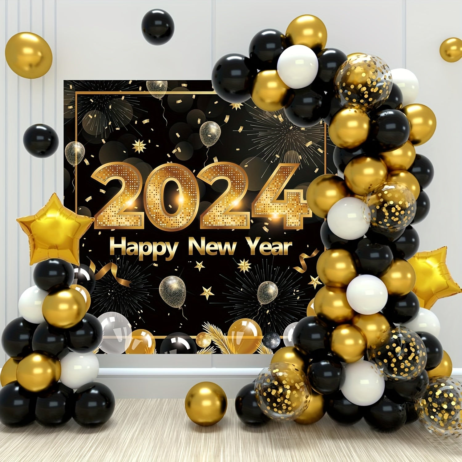Golden Year Party Balloon Decoration Set - 99pcs