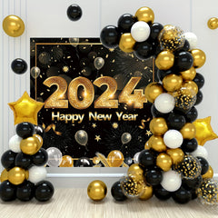 Golden Year Party Balloon Decoration Set - 99pcs