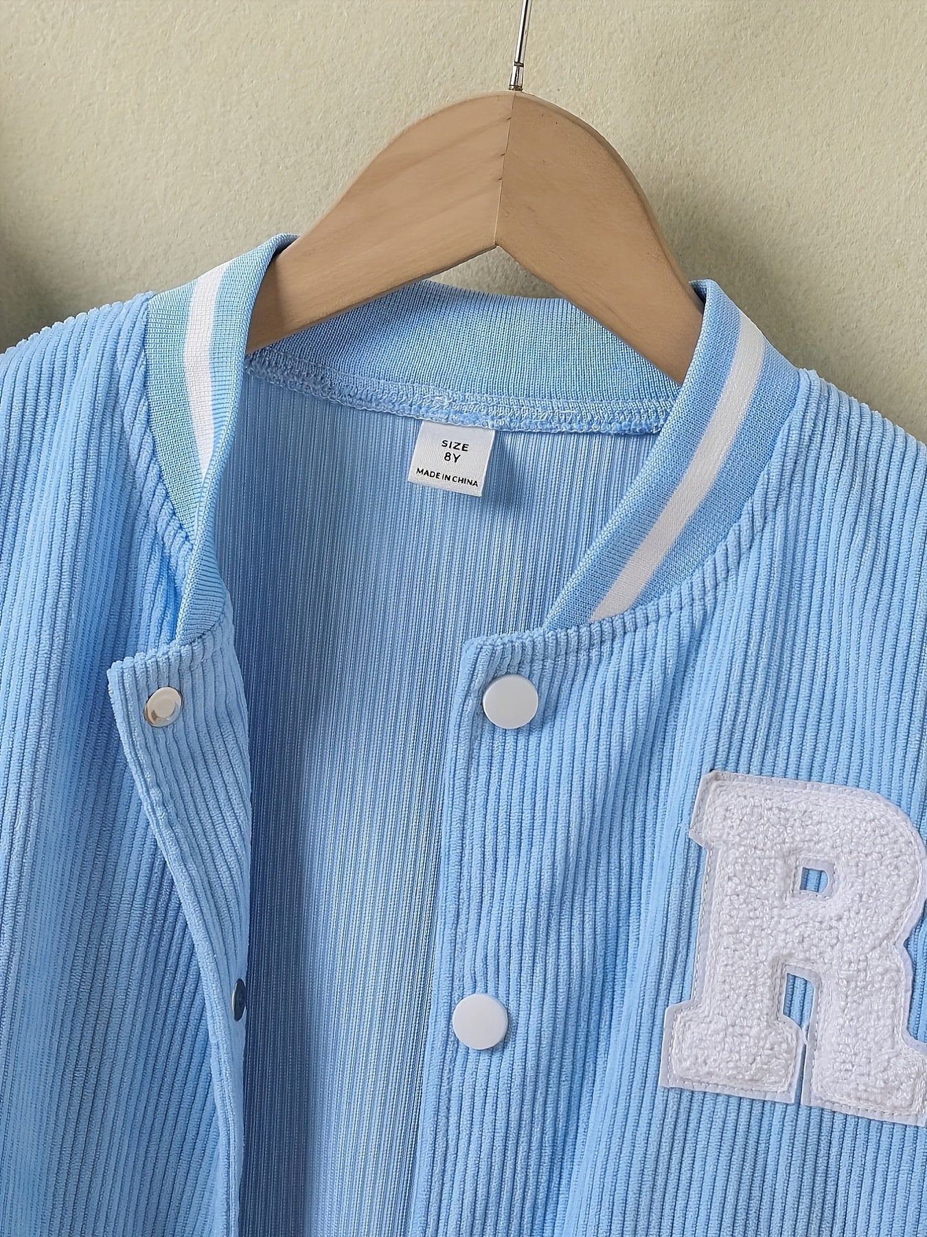 Girl's Letter Patched Varsity Jacket Preppy Kids School Baseball Jacket