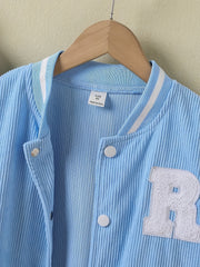 Girl's Letter Patched Varsity Jacket Preppy Kids School Baseball Jacket