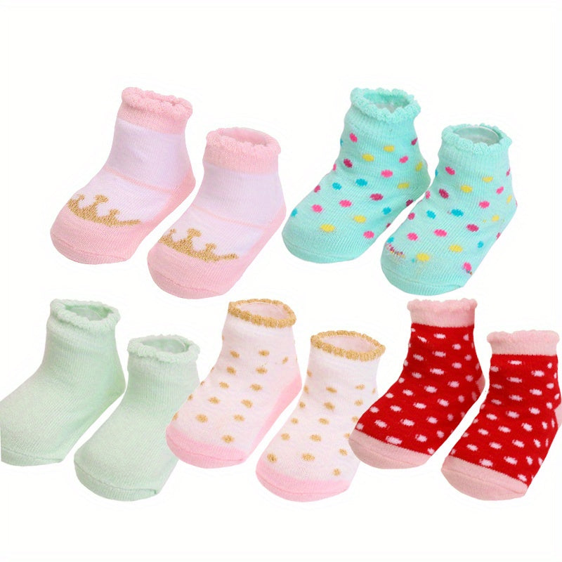 5 Pack Baby Girl Cotton Socks with Flower Bowknots