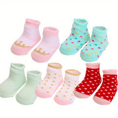 5 Pack Baby Girl Cotton Socks with Flower Bowknots