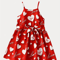 Toddler Girls Heart Graphic Belted Cami Princess Dress