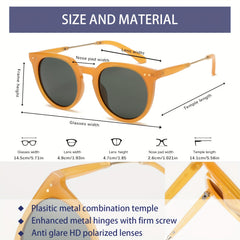 Retro Round Frame Men's Polarized Sunglasses UV Protection Sports Sunglasses
