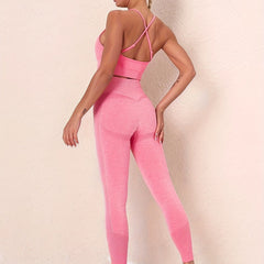 2Pcs Sporty Set Crop Top & High Waist Pant Active Wear