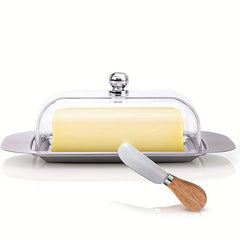 Butter Cutter Box Stainless Steel Saucer with Plastic Cover