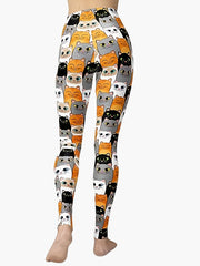 Cats Print Stretch Yoga Fitness Leggings