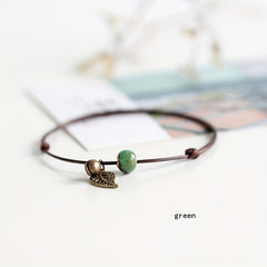 Vintage Leaf Pendant Anklet Waterproof Ankle Bracelet for Women