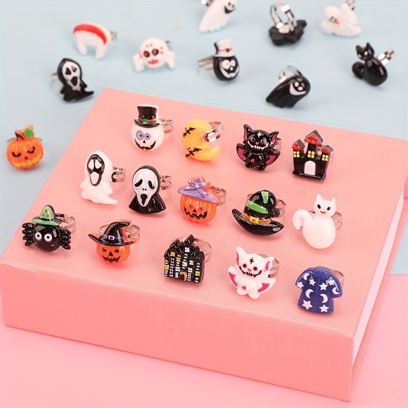 24pcs Halloween Little Girl Jewel Rings Set - No Duplication