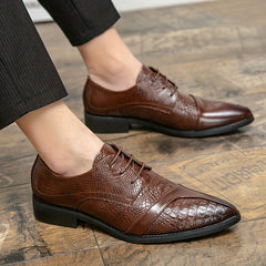 Men's Embossed Scale Pattern Lace Up Dress Shoes