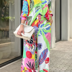 Tropical Print Shirt & Pants Set