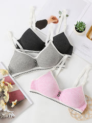 3pcs Girls No Underwire Adjustable Strap Bras Soft Bralette Underwear