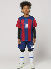 Kids Striped Soccer Jersey & Shorts Set, Quick Dry, Stretchy