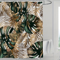 Leaf Print Shower Curtain 71x71in with Hooks