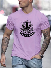 Men's Leaf Graphic T shirt Stretch Breathable Tee Summer Outdoor