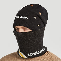 Men's Woolen Hat Plush Knitted Embroidery Warm Pullover Hat