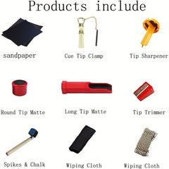 10 Piece Snooker Cue Repair Kit Billiard Cue Tips Tool Set Snooker Billiard Acce