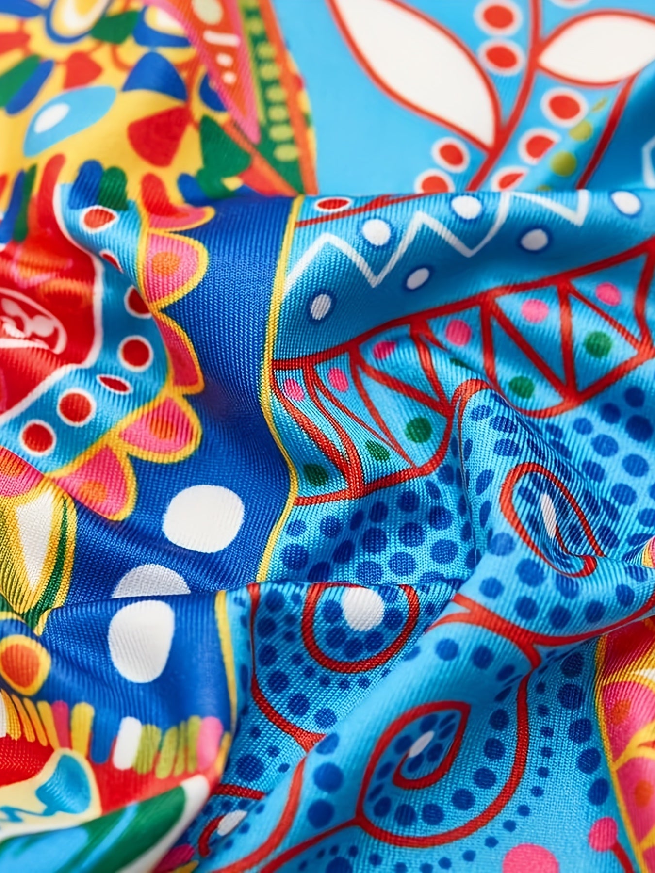 Paisley Print V Neck Dress Short Sleeve for Women