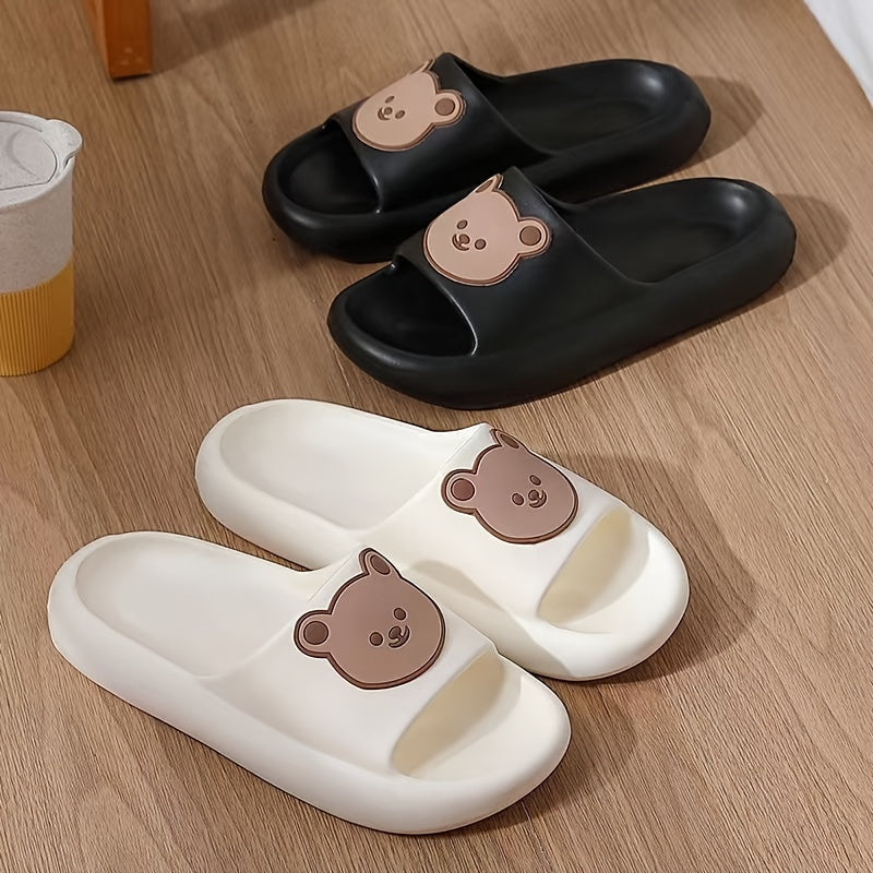 Men's Cartoon Bear Slides Lightweight Quick drying Non slip Slippers