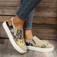 Colorblock Canvas Lace Up Flat Sneakers for Women
