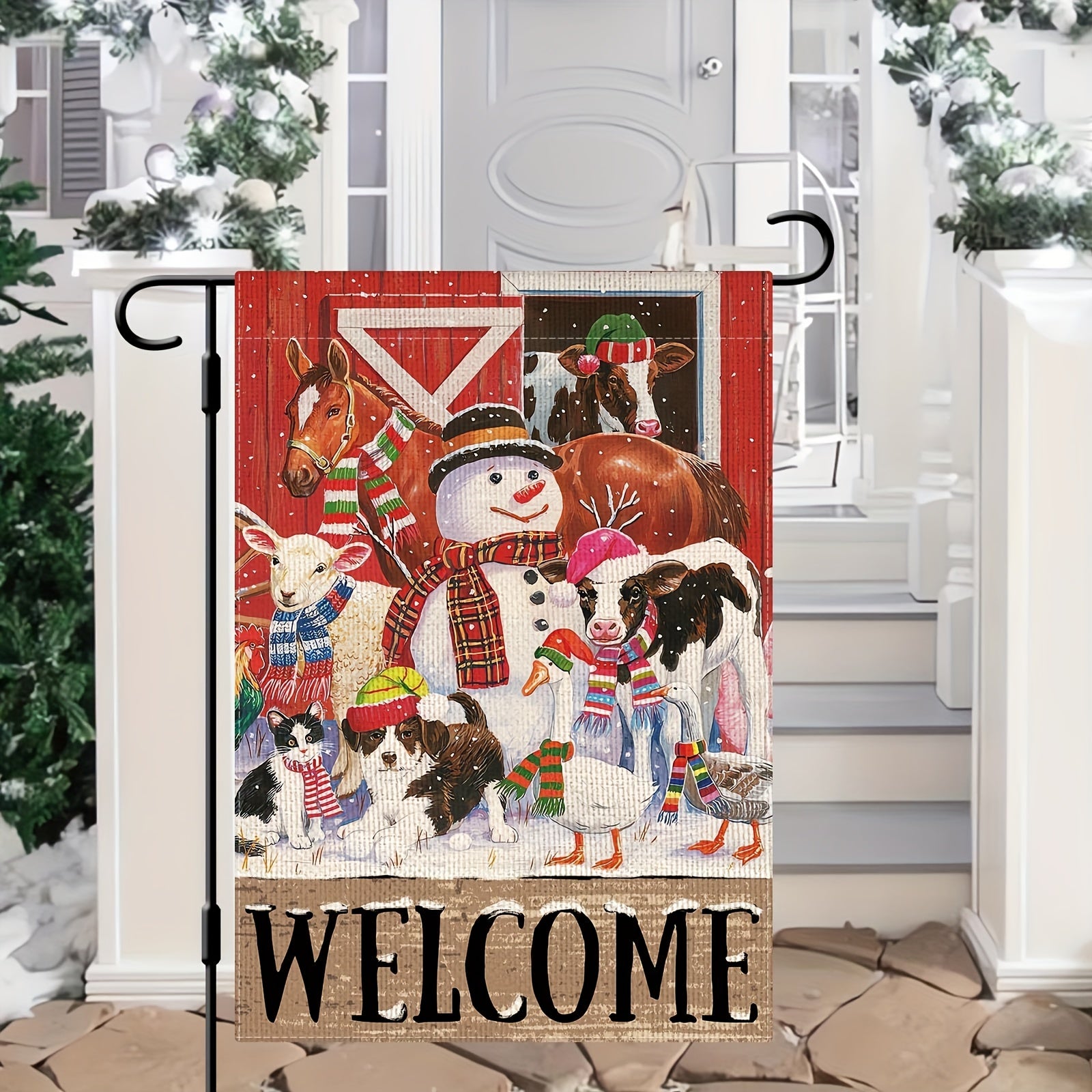 Winter Welcome Snowman Farm Garden Flag