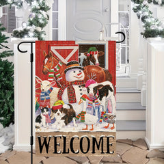 Winter Welcome Snowman Farm Garden Flag