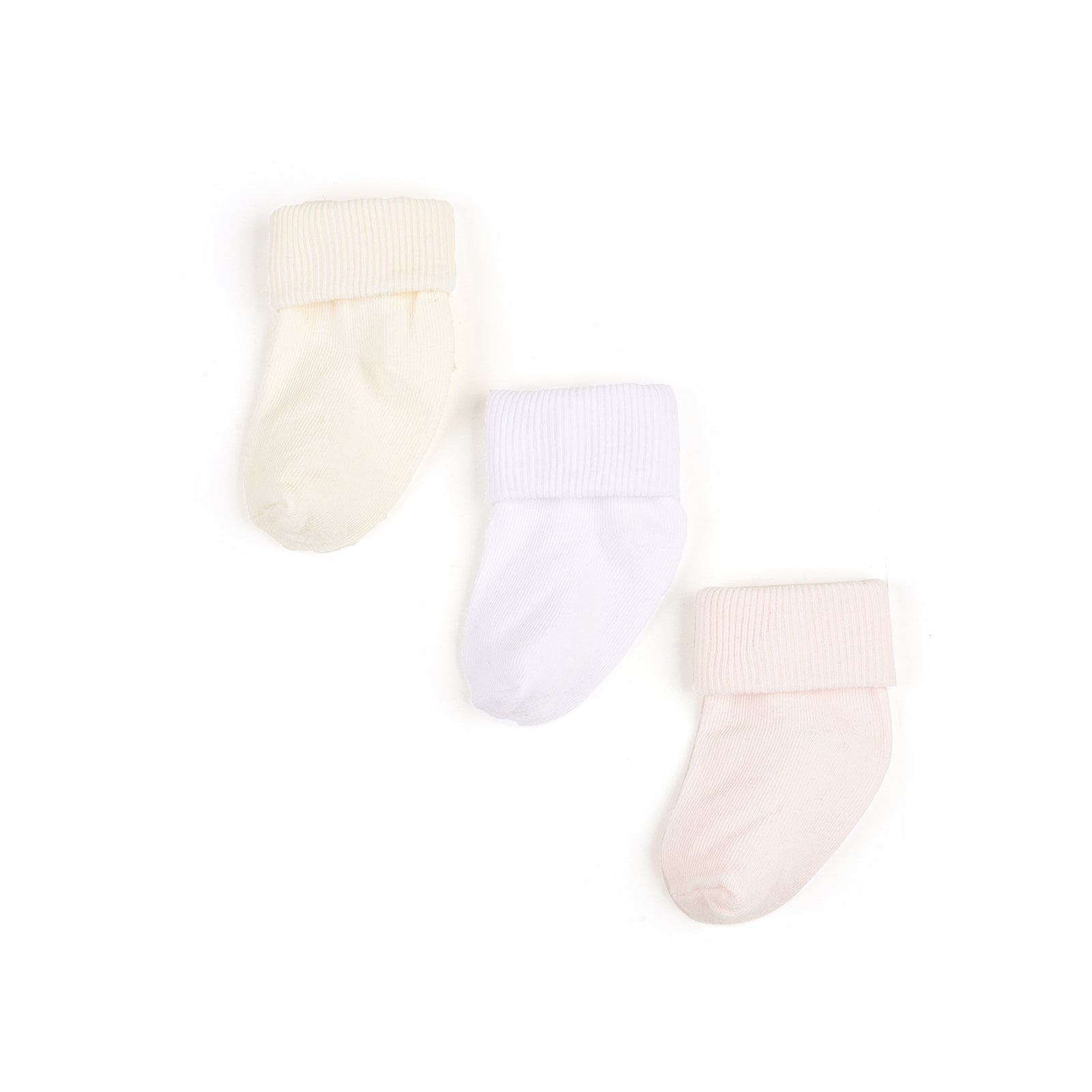 3 Pairs Newborn Baby Turn Cuff Socks for Boys and Girls
