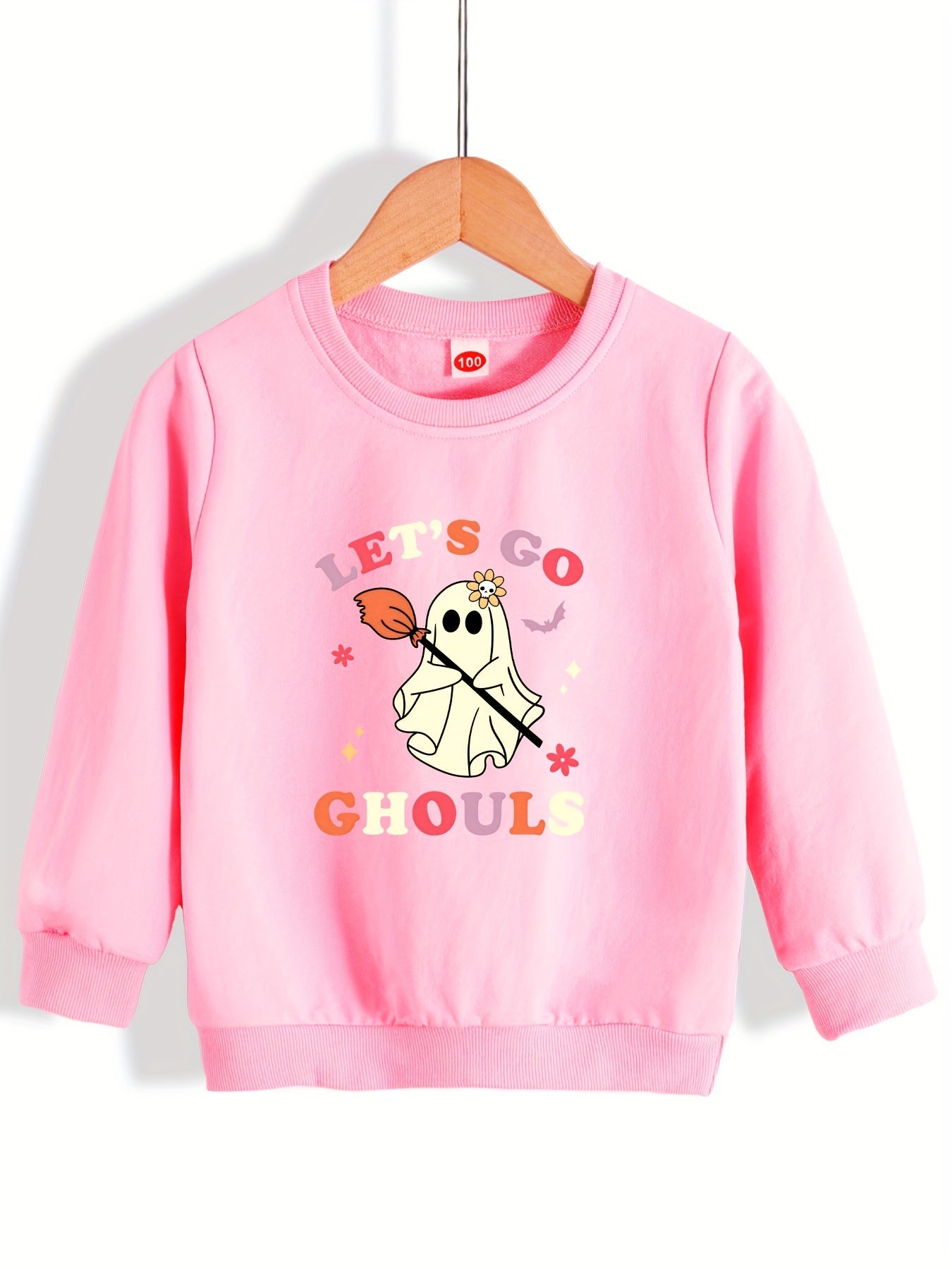 Cute Ghost & Broom Kids Sweatshirt