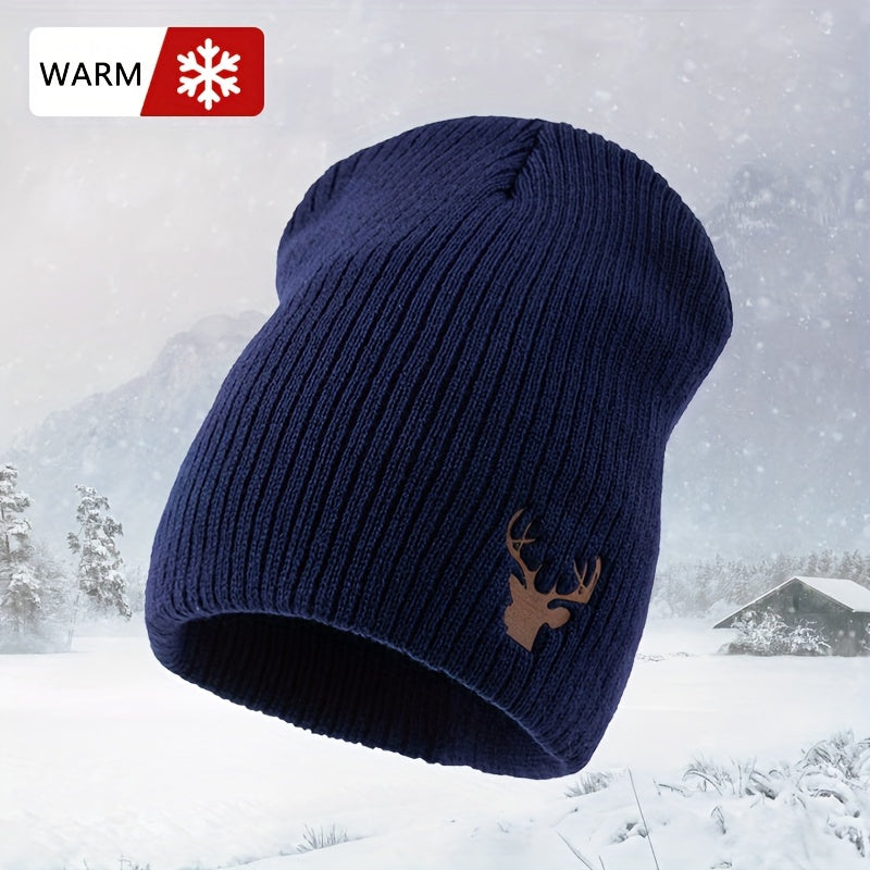 Deer Pattern Knitted Hat Warm Beanie Hat