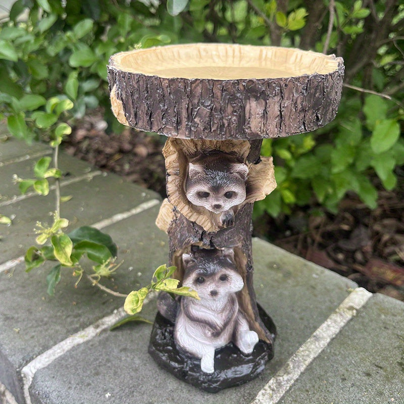 Raccoon Resin Bird Feeder Garden Ornament Decoration