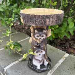 Raccoon Resin Bird Feeder Garden Ornament Decoration