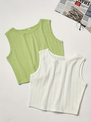 Textured 2pcs Tank Top Sleeveless Summer Women's Clothing