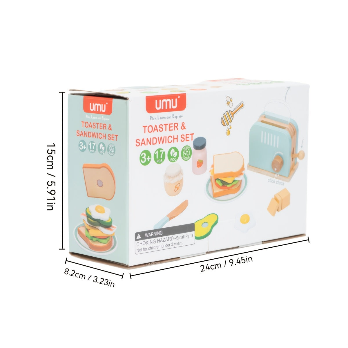 Wooden Pop Up Toaster Toy Set for Pretend Kitchen Role Play